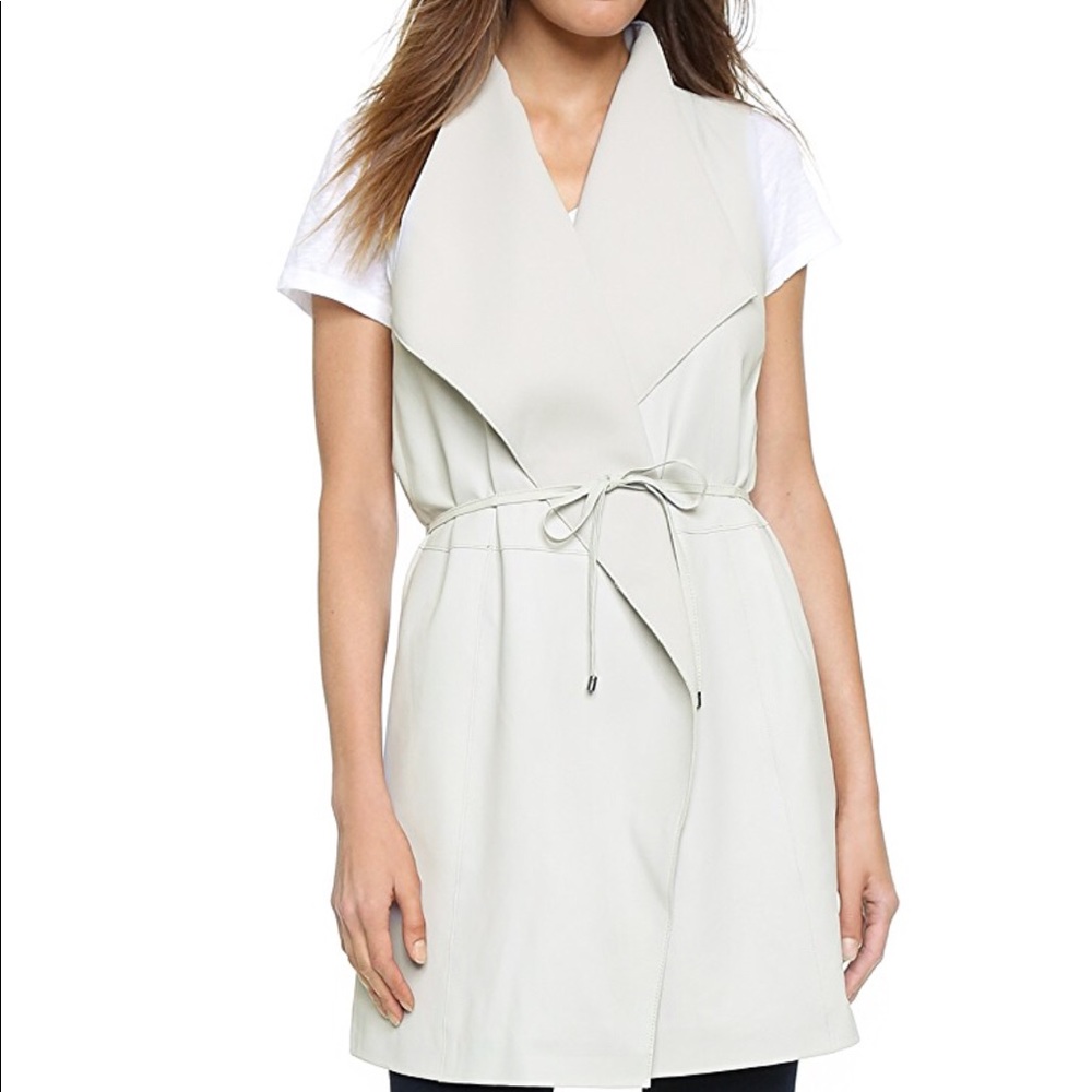 VINCE GOAT LEATHER GREY DRAPE